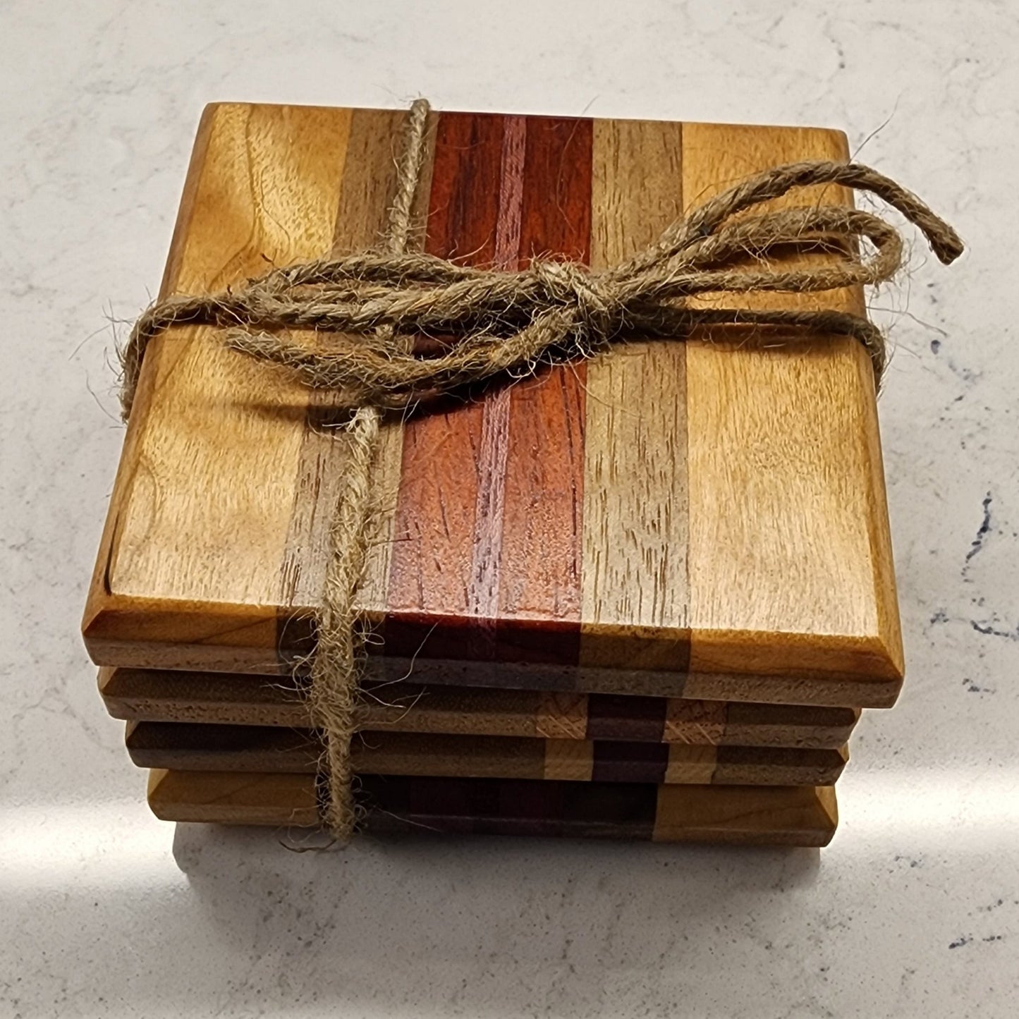 Wooden Coasters from Mixed Species of Wood (Set of 4)