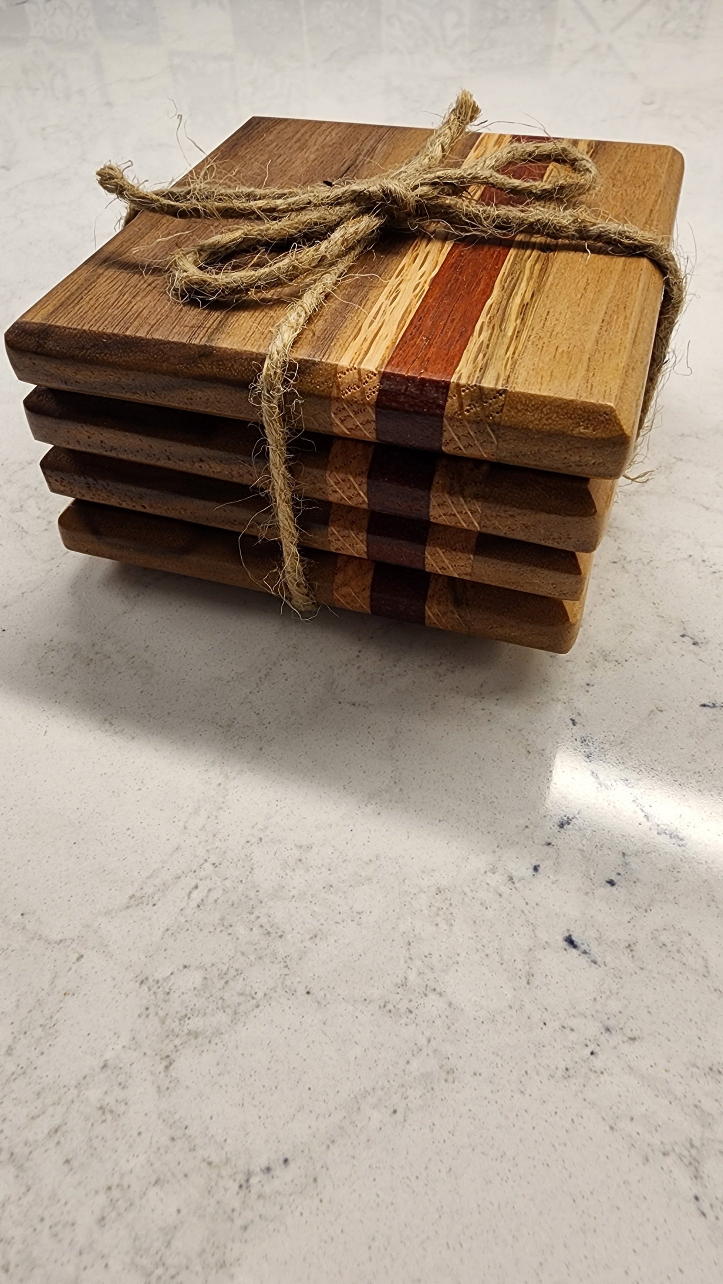 Wooden Coasters from Mixed Species of Wood (Set of 4)