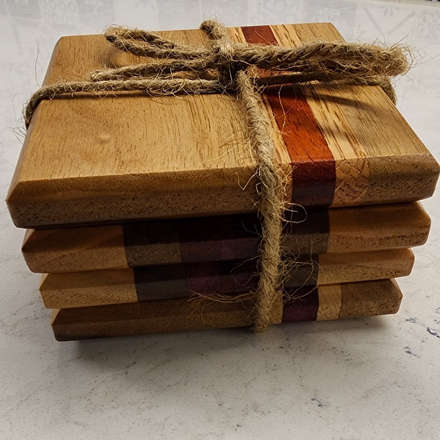 Wooden Coasters from Mixed Species of Wood (Set of 4)