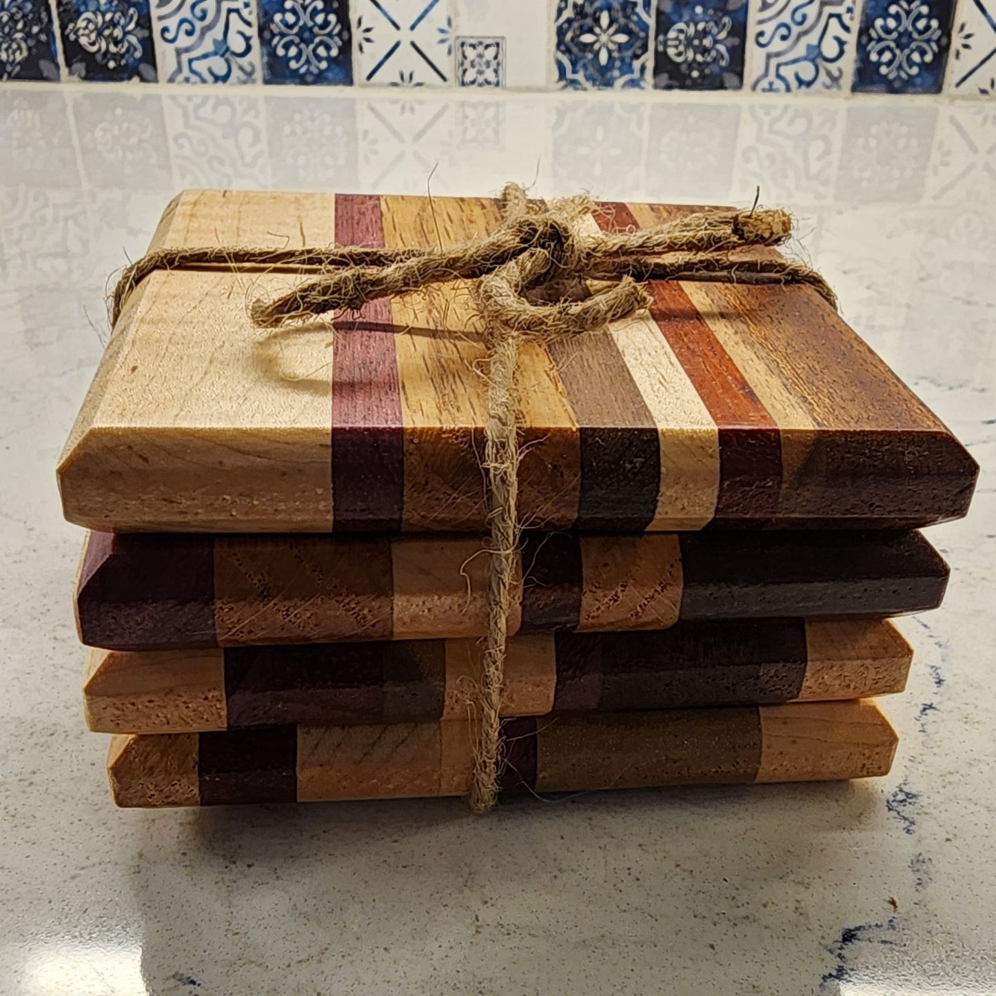 Wooden Coasters from Mixed Species of Wood (Set of 4)