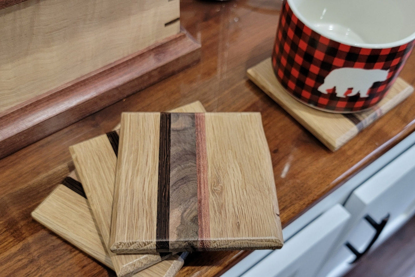 Wooden Coasters from Mixed Species of Wood (Set of 4)