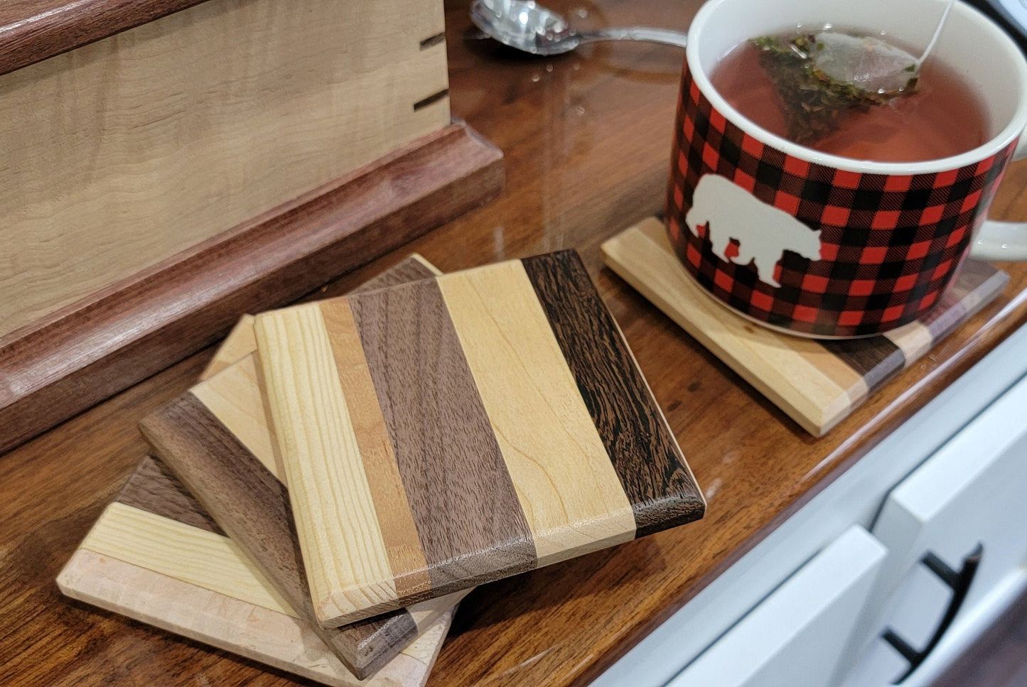 Wooden Coasters from Mixed Species of Wood (Set of 4)