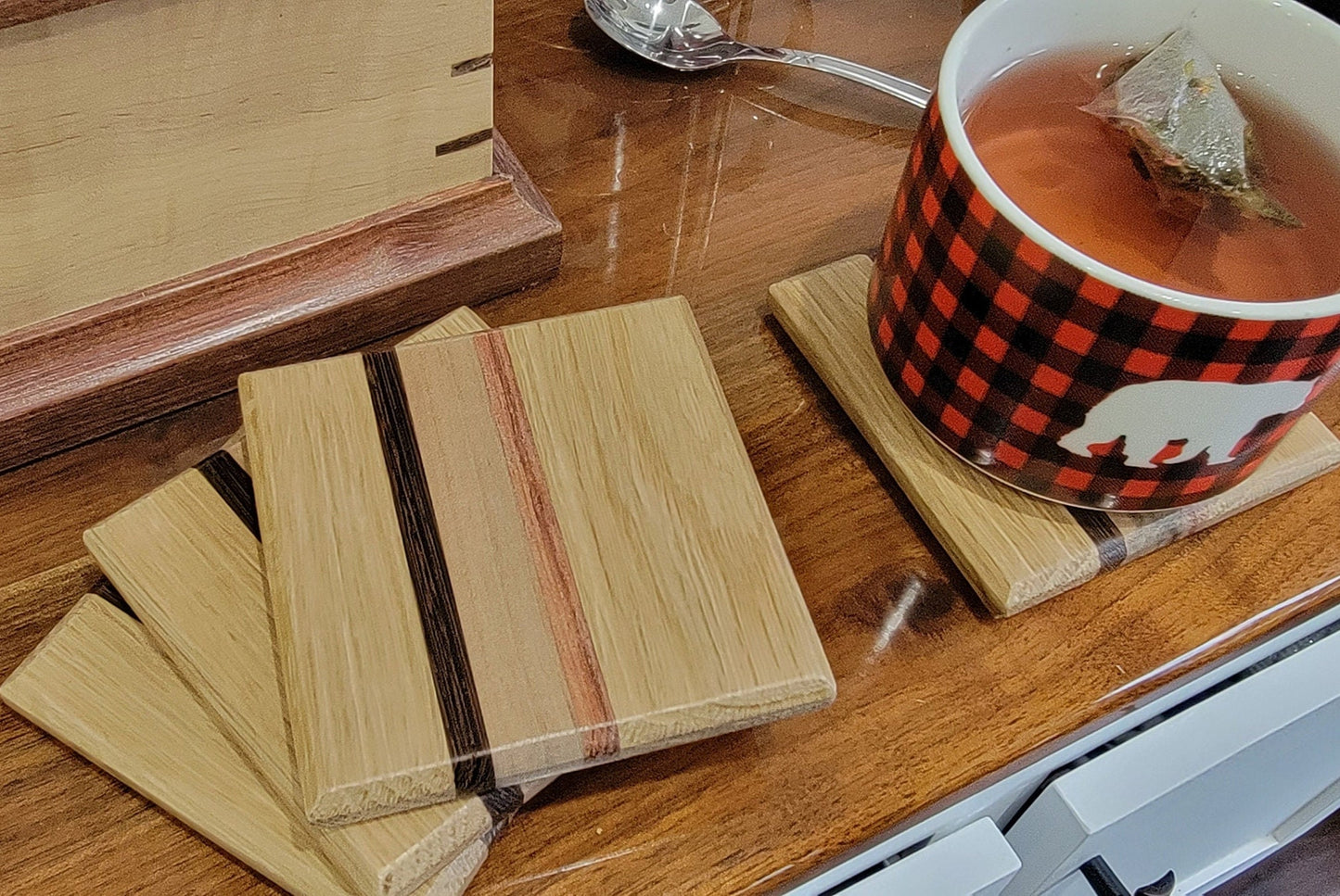 Wooden Coasters from Mixed Species of Wood (Set of 4)